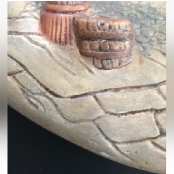 Vintage 1978 Bossons Reproduction The Arrival Ceramic Art Signed Rustic Western - Picture 2 of 5